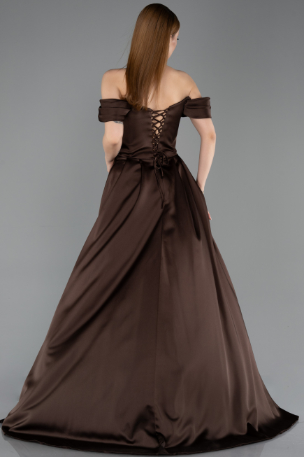 Tenue de Soirée Longue Satin Brun ABU5891