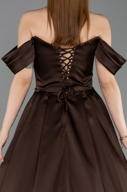 Tenue de Soirée Longue Satin Brun ABU5891