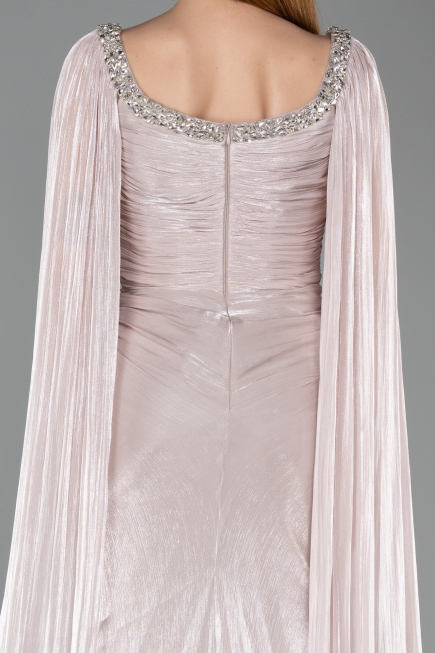 Robe de Soirée Longue Mousseline Vison ABU5868