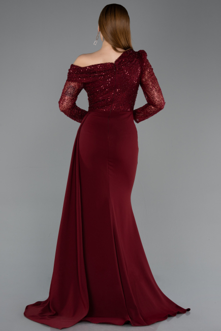 Robe de Soirée Longue Rouge Bordeaux ABU5893