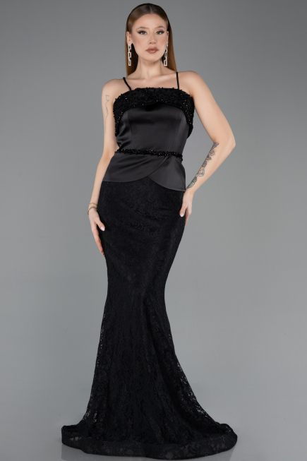 Robe Queue de Poisson Longue Lacé Noir ABU5869