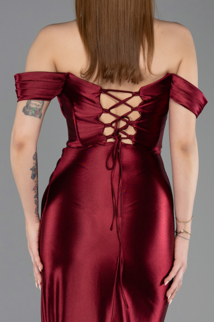 Robe De Soirée Longue Rouge Bordeaux ABU3611