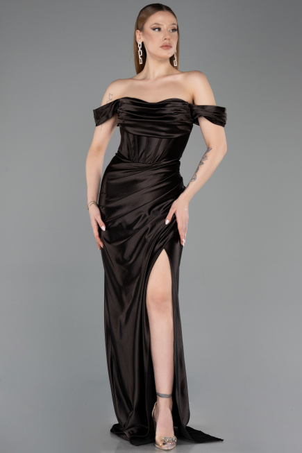 Robe De Soirée Longue Brun ABU3611