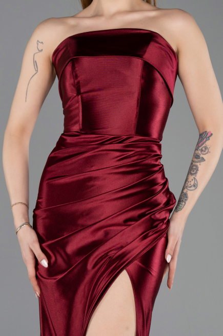 Robe De Soirée Longue Rouge Bordeaux ABU4944