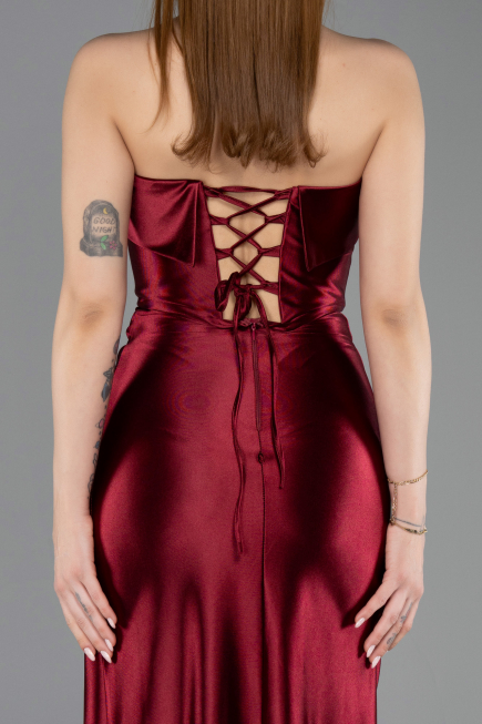 Robe De Soirée Longue Rouge Bordeaux ABU4944