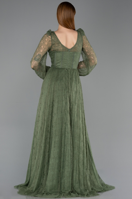 Robe De Soirée Dantelle Longue Kaki ABU5797
