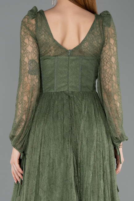 Robe De Soirée Dantelle Longue Kaki ABU5797