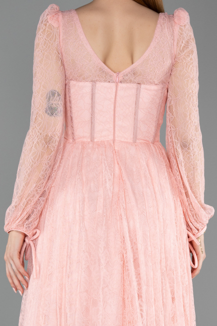 Robe De Soirée Dantelle Longue Saumon ABU5797