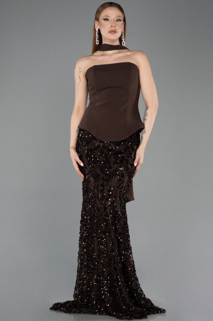 Robe Queue de Poisson Longue Squameuse Brun ABU5896