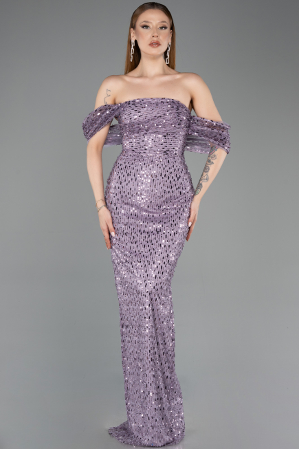 Robe de Soirée Longue Squameuse Lilas ABU5886