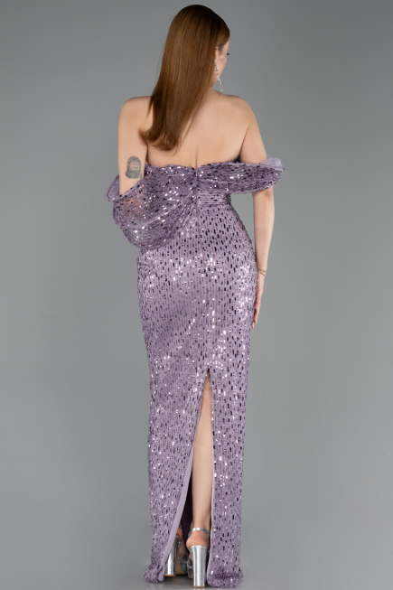 Robe de Soirée Longue Squameuse Lilas ABU5886