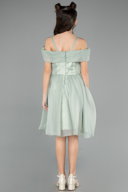Robe de Soirée Enfants Courte Menthe ABK2565