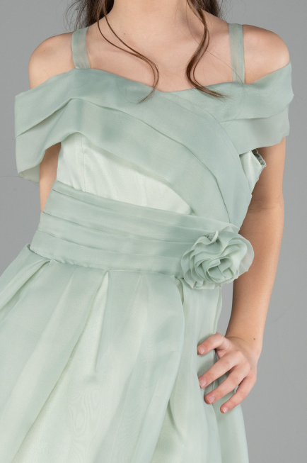 Robe de Soirée Enfants Courte Menthe ABK2565