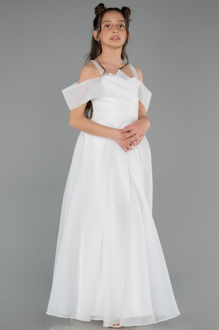 Robe de Soirée Enfants Longue Blanc ABU5903