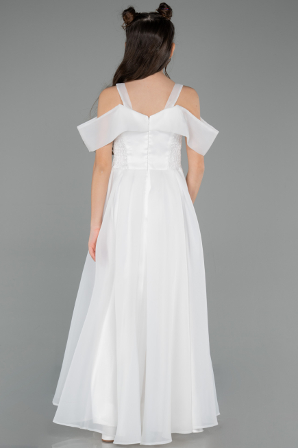 Robe de Soirée Enfants Longue Blanc ABU5903