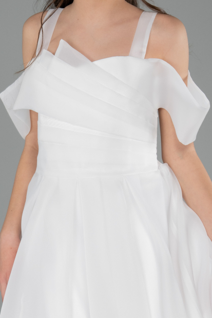 Robe de Soirée Enfants Longue Blanc ABU5903