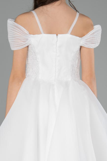 Robe de Soirée Enfants Devant Court Dos Long Blanc ABO128