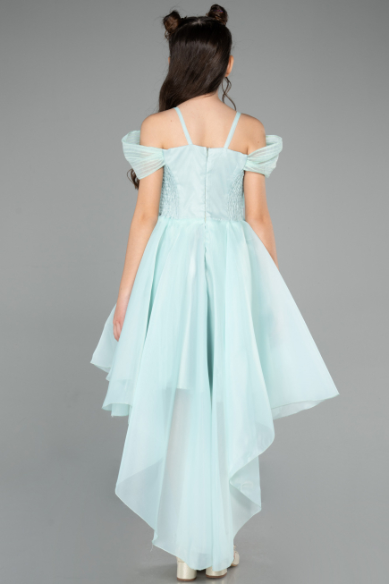 Robe de Soirée Enfants Devant Court Dos Long Menthe ABO128