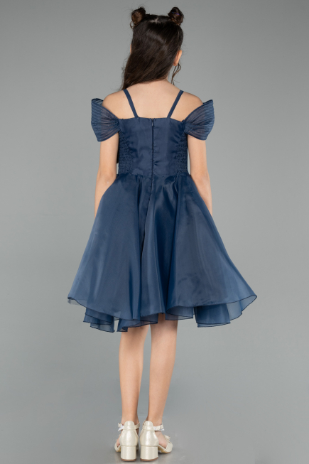 Robe de Soirée Enfants Courte Bleu Marine ABK2566