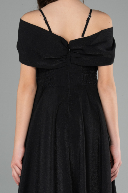 Robe de Soirée Enfants Longue Satin Noir ABU5910