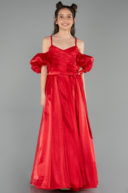 Robe de Soirée Enfants Longue Rouge ABU5912