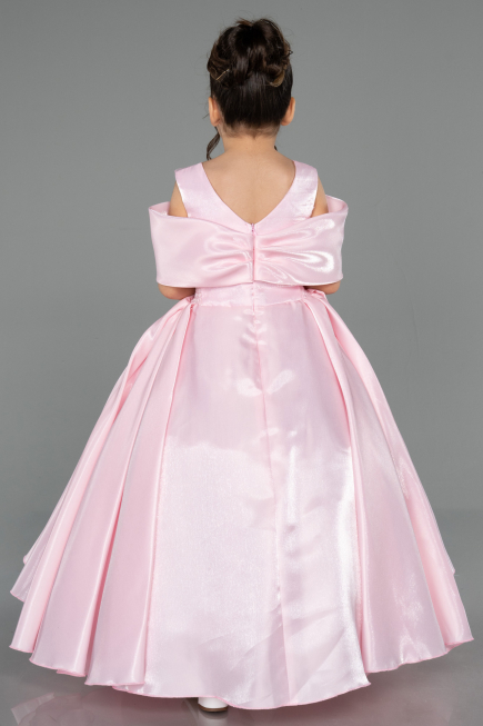 Robe de Mariage Pour Enfant Longue Satin Rose ABG172