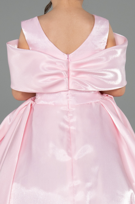 Robe de Mariage Pour Enfant Longue Satin Rose ABG172