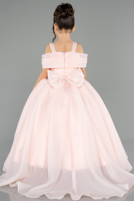 Robe de Mariage Pour Enfant Longue Satin Saumon ABG173