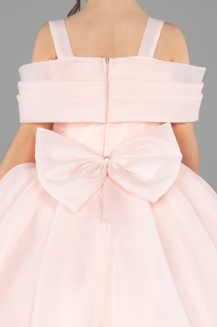 Robe de Mariage Pour Enfant Longue Satin Saumon ABG173