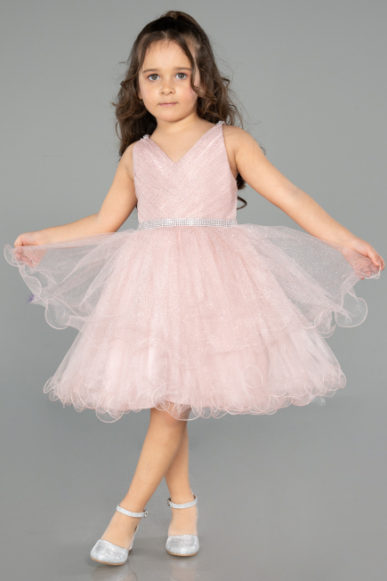 Robe de Soirée Enfants Courte Couleur Rose ABK2569