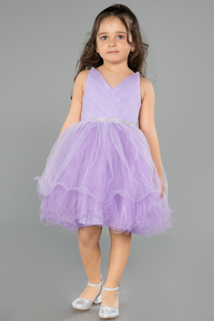 Robe de Soirée Enfants Courte Lilas ABK2569