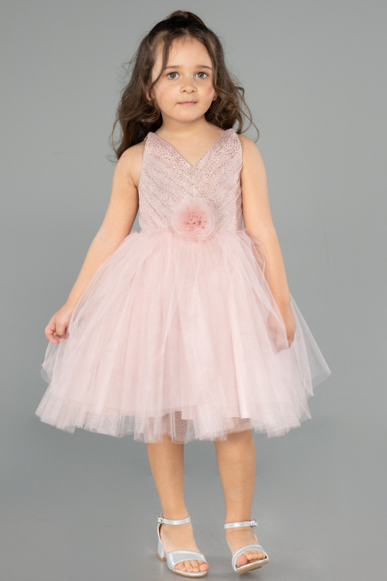 Robe de Soirée Enfants Courte Couleur Rose ABK2571