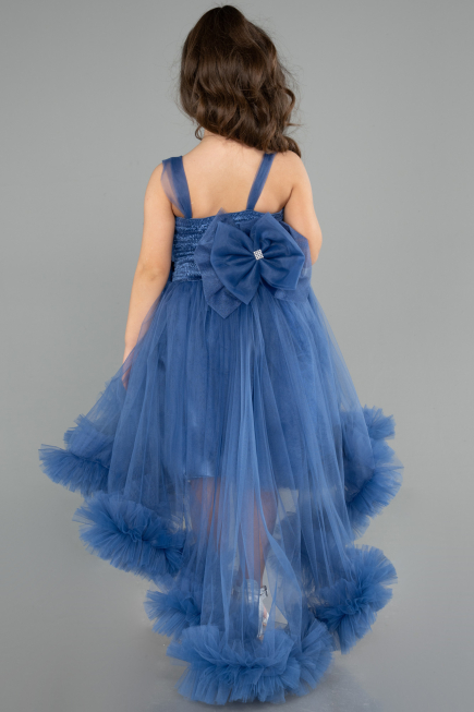 Robe de Soirée Enfants Devant Court Dos Long Indigo ABO129
