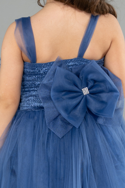 Robe de Soirée Enfants Devant Court Dos Long Indigo ABO129