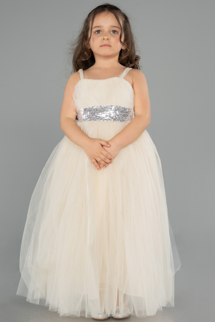 Robe De Soirée Enfants Longue Beige ABU3031