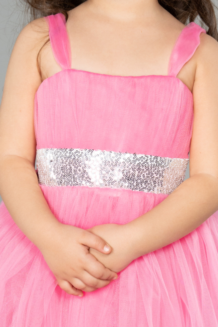 Robe de Soirée Enfants Longue Rose ABU3031