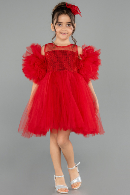 Robe de Soirée Enfants Courte Rouge ABK2572