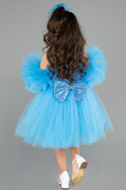 Robe de Soirée Enfants Courte Bleu ABK2572