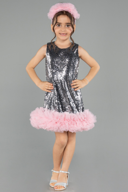 Robe de Soirée Enfants Courte Anthracite ABK2574