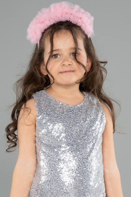 Robe de Soirée Enfants Courte Argent ABK2574
