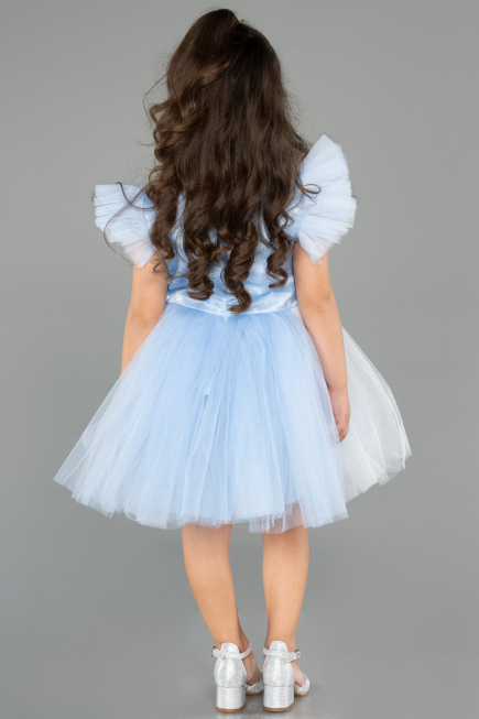 Robe de Soirée Enfants Courte Bleu ABK2575
