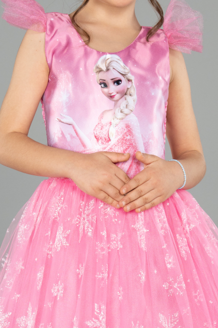 Robe de Soirée Enfants Longue Rose ABU5906