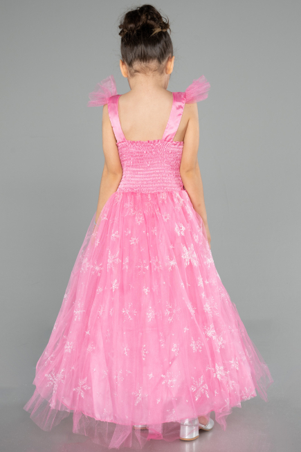 Robe de Soirée Enfants Longue Rose ABU5906