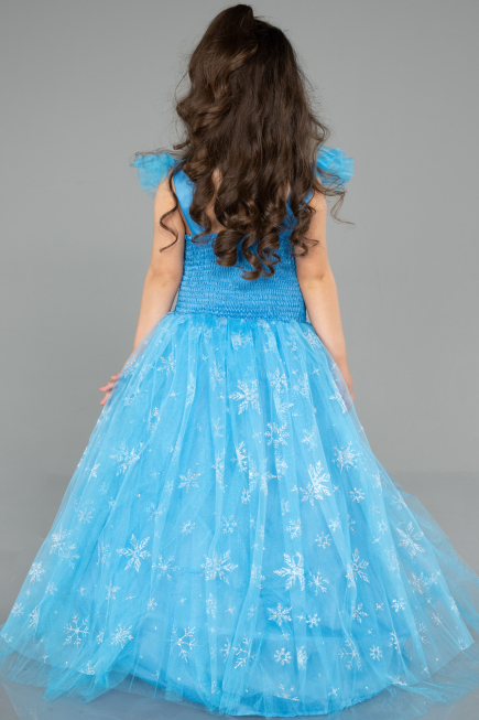Robe de Soirée Enfants Longue Bleu ABU5907
