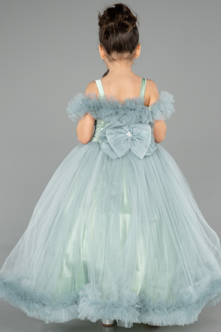 Robe de Mariage Pour Enfant Longue Menthe ABG178