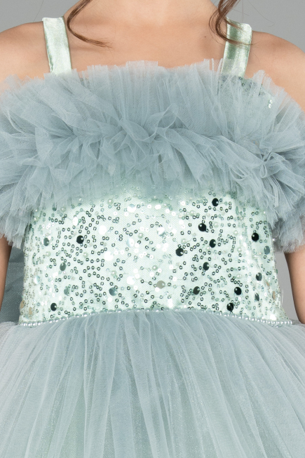 Robe de Mariage Pour Enfant Longue Menthe ABG178