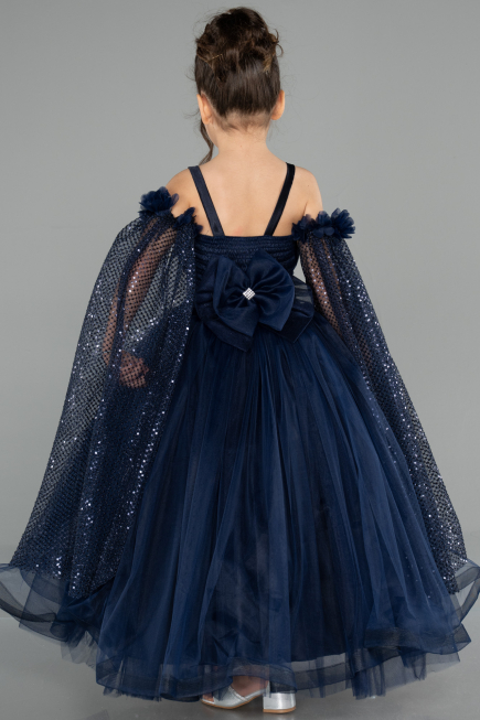 Robe de Mariage Pour Enfant Longue Bleu Marine ABG179