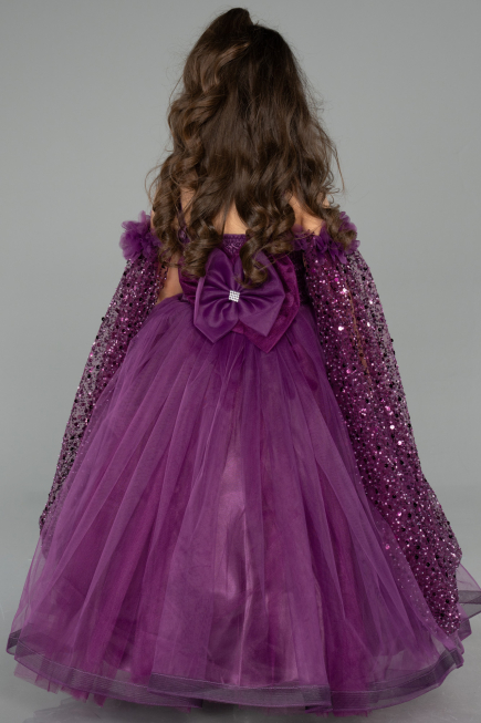 Robe de Mariage Pour Enfant Longue Violet ABG179