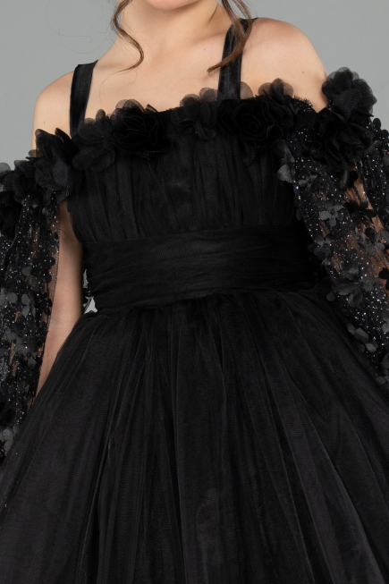 Robe de Mariage Pour Enfant Longue Noir ABG179