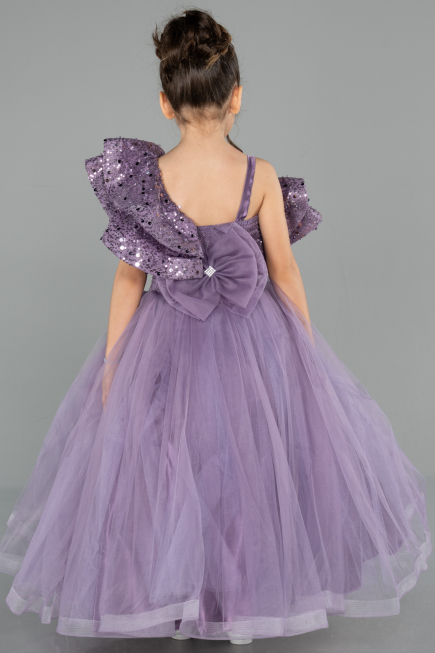 Robe de Mariage Pour Enfant Longue Lilas ABG180